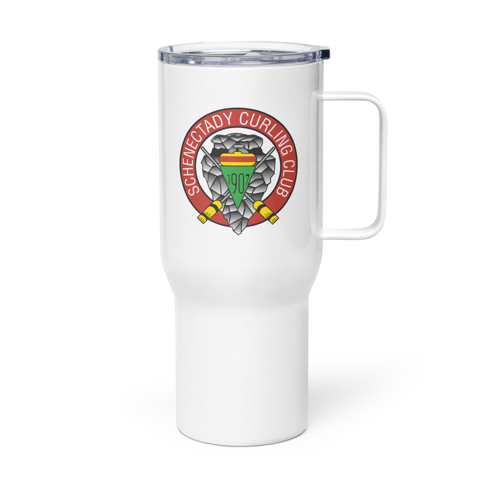 Schenectady Curling Club Travel mug with a handle - Broomfitters