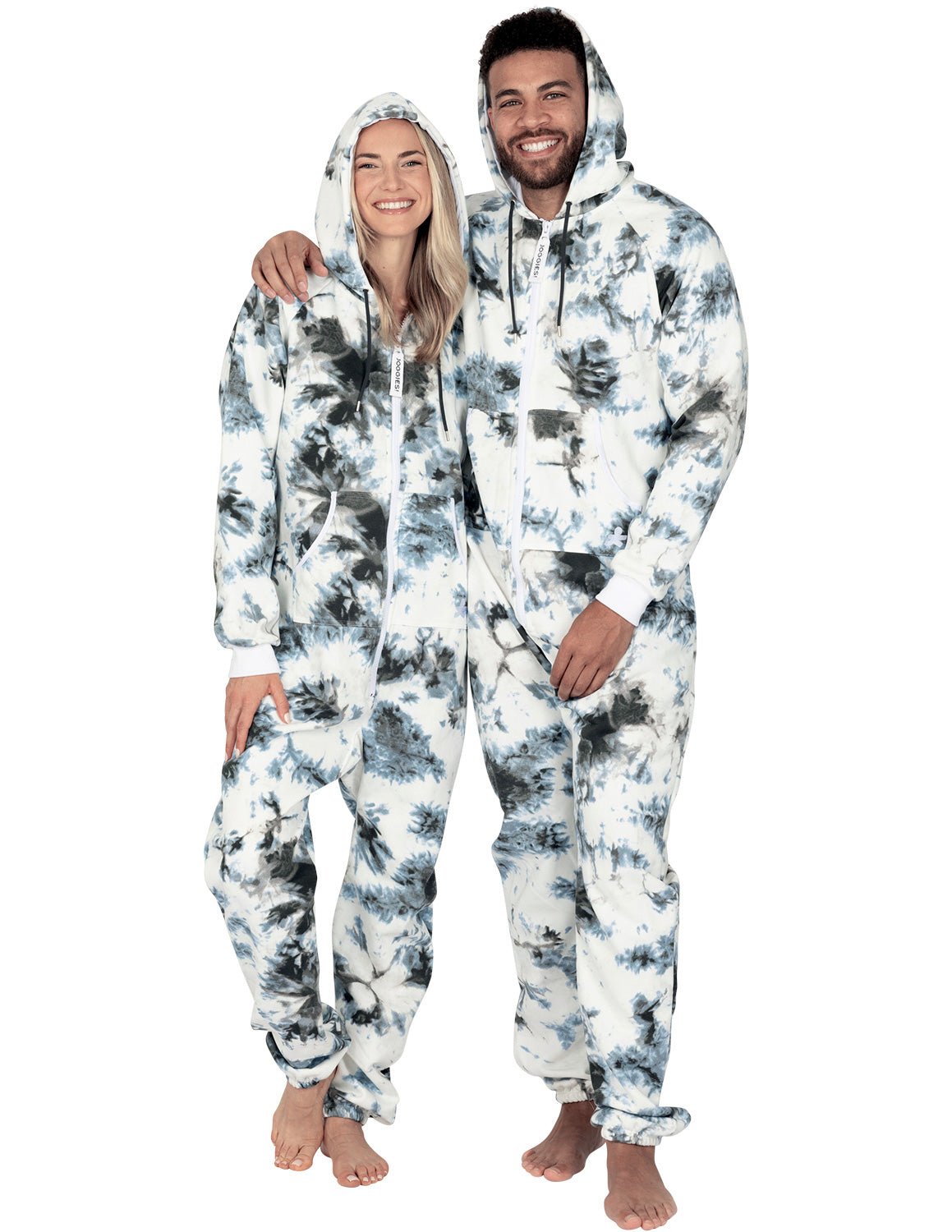 Tie Dye Black Adult Footless Hoodie Onesie - Broomfitters