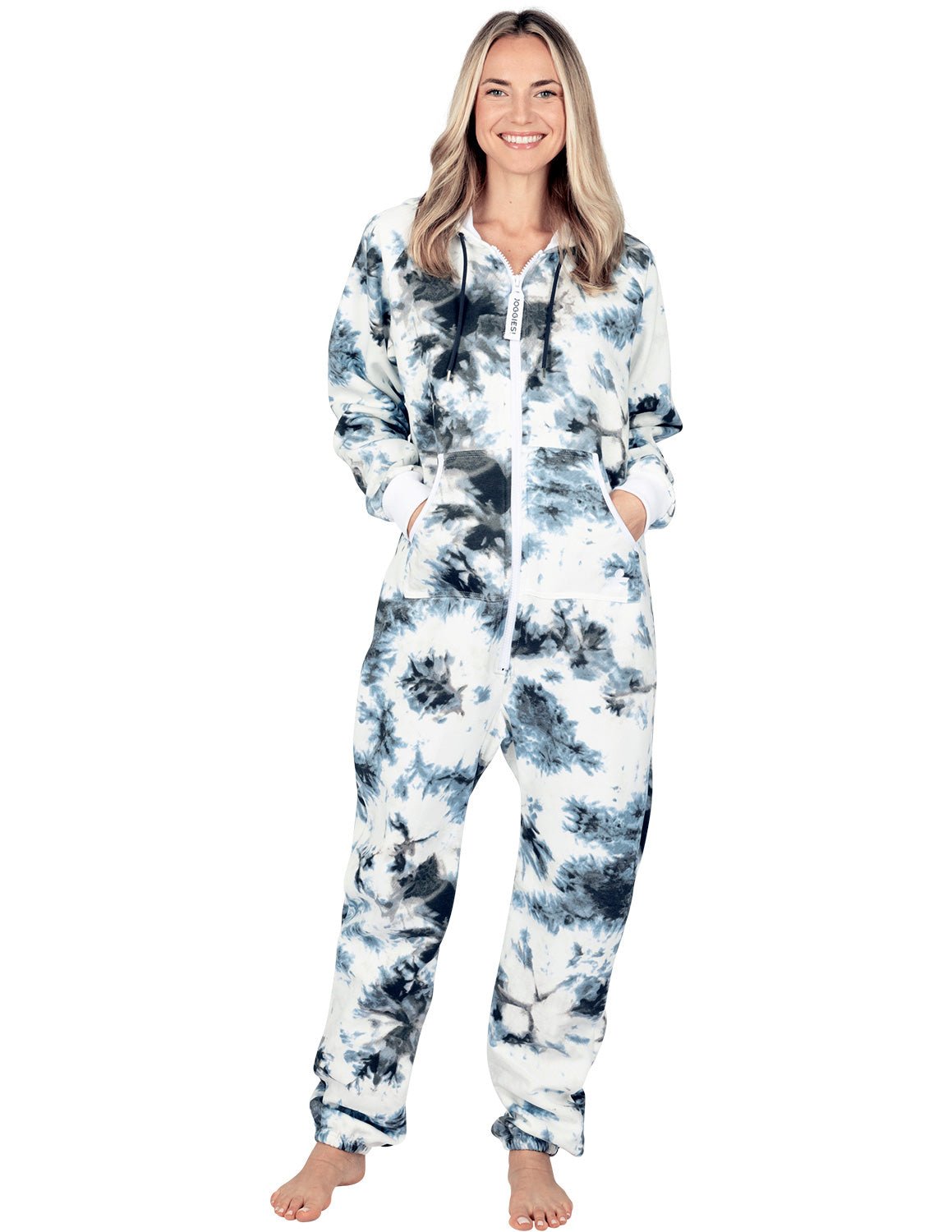 Tie Dye Black Adult Footless Hoodie Onesie - Broomfitters