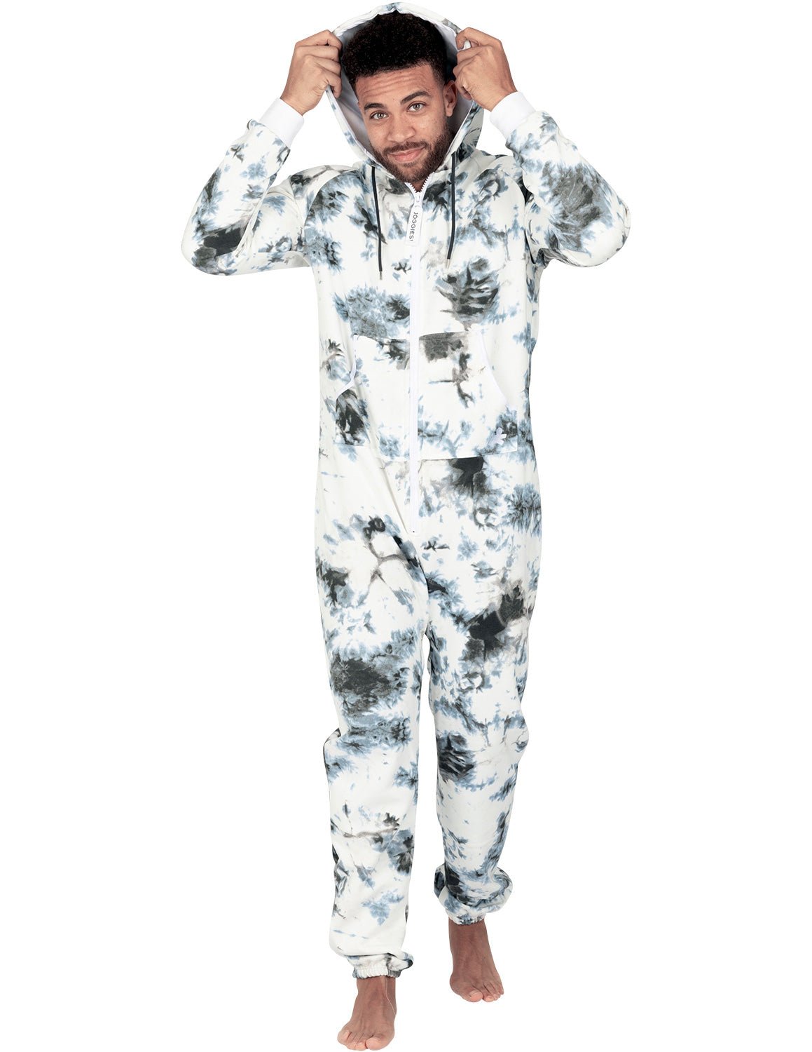 Tie Dye Black Adult Footless Hoodie Onesie - Broomfitters