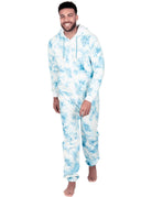 Tie Dye Blue Adult Footless Hoodie Onesie - Broomfitters