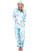 Tie Dye Blue Adult Footless Hoodie Onesie - Broomfitters